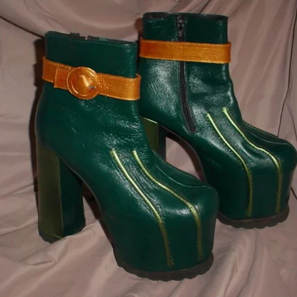 90's unobtanium Luichiny Spain metallic boots Mardi Gras! - Picture 3 of 3